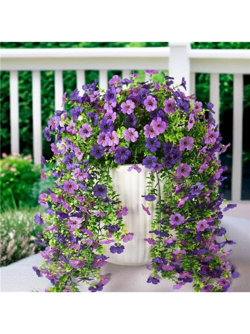 Artificial Hanging Daisy Flowers Set of 2 UV Resistant Outdoor Porch Decor